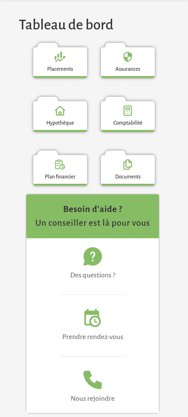 Contenu défilant de l'application